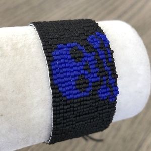 New Auth Chan Luu Black & Blue Skull Seed Bead Cuf